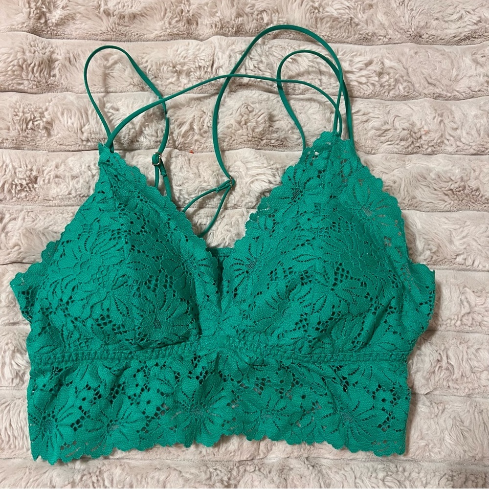 PINK Victoria's Secret Green Lace Bralette